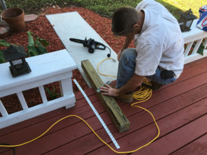 Simple scrap 4x4 stand used to angle the heater panel