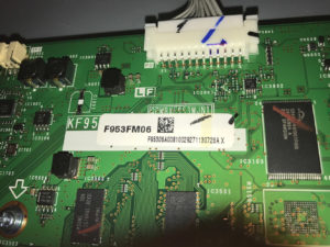 Another angle of Sharp LC-80LE642U board area and connectors