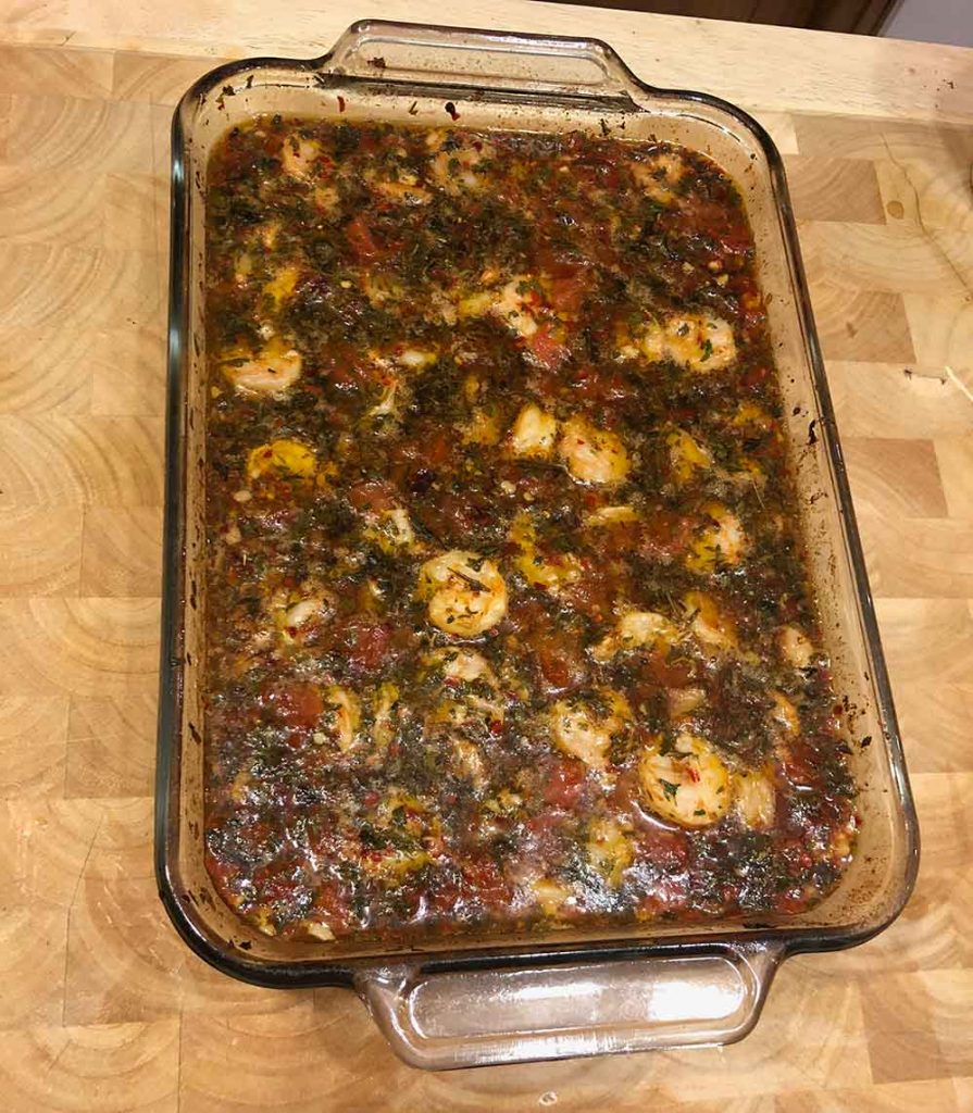 cooked spicy baked shrimp right out the oven