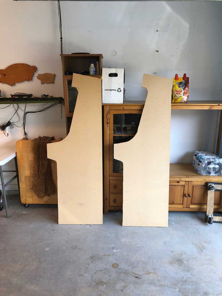 Another view of the cabinet frame during garage construction