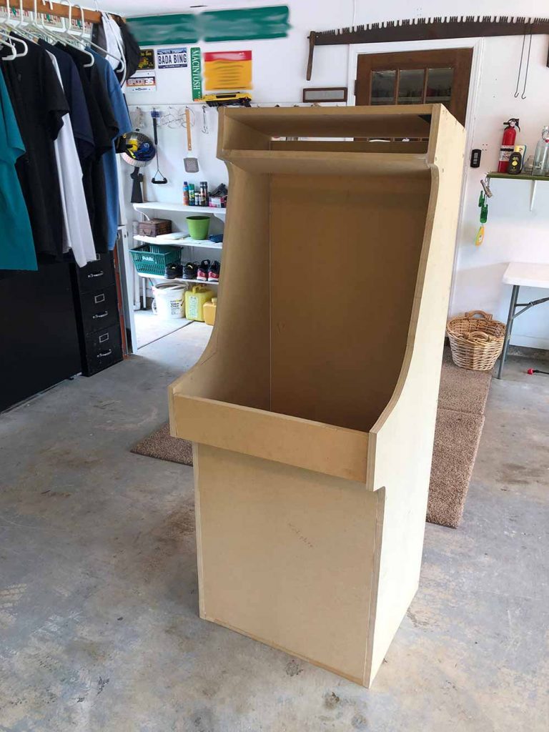 Arcade cabinet shell taking shape before paint and controls