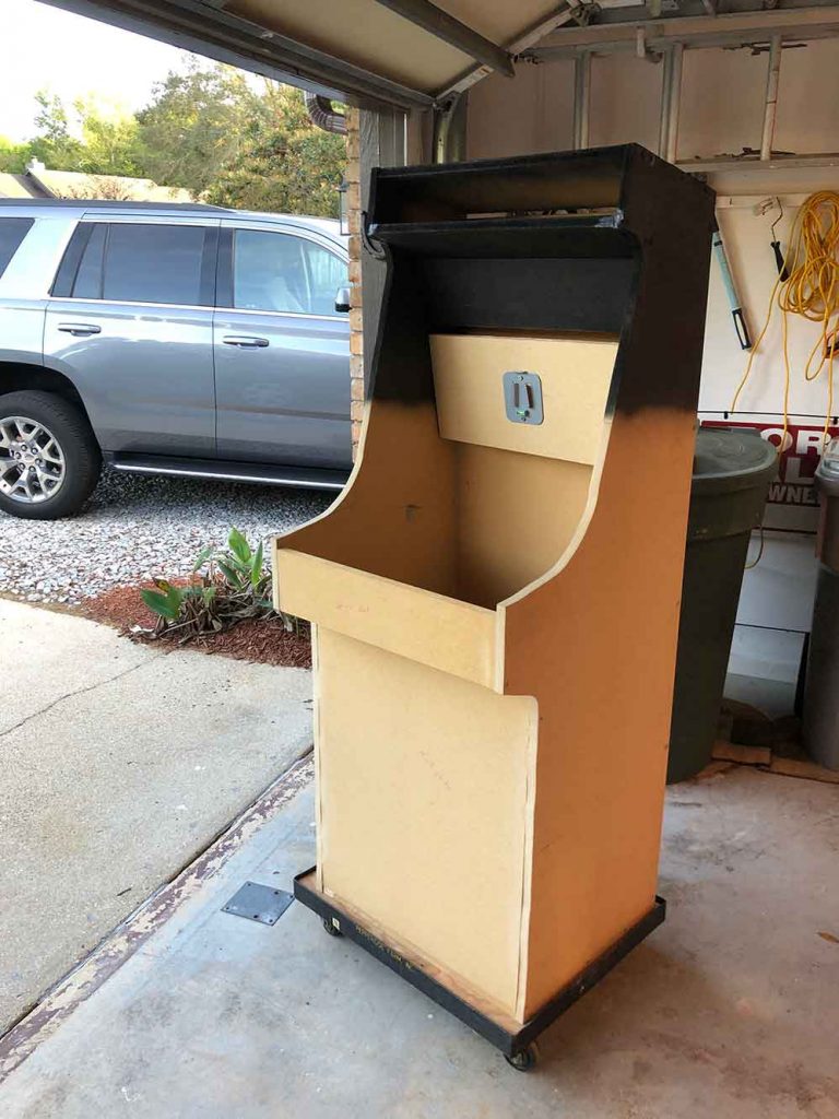 Monitor mount installed inside the arcade cabinet