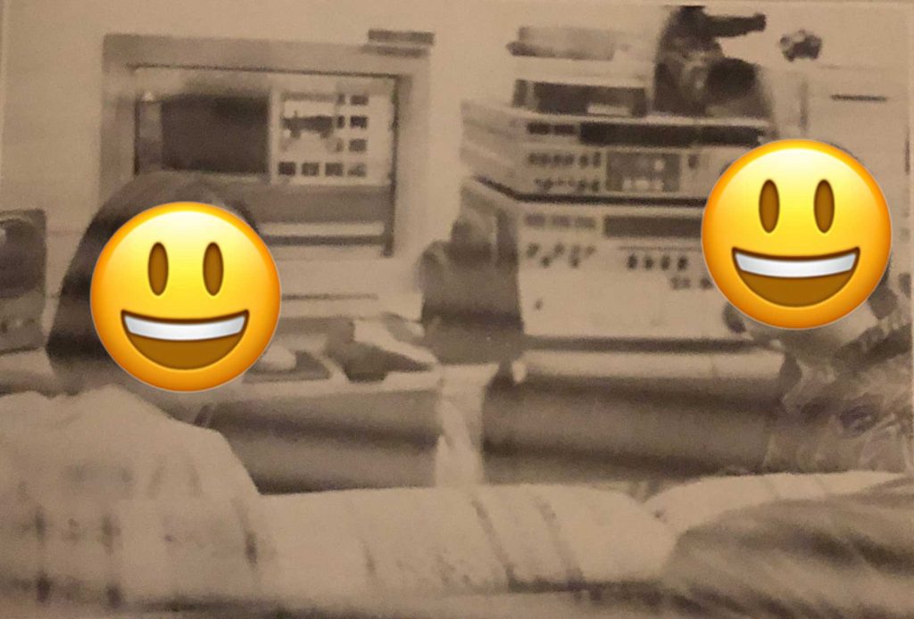 A photo of us with the Quadra in the editing room.